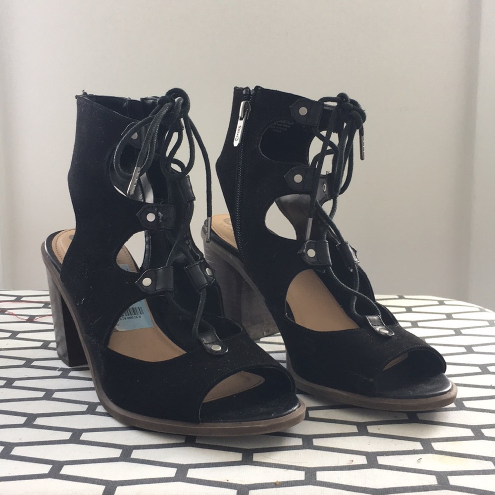 Black Lace-Up Heels
